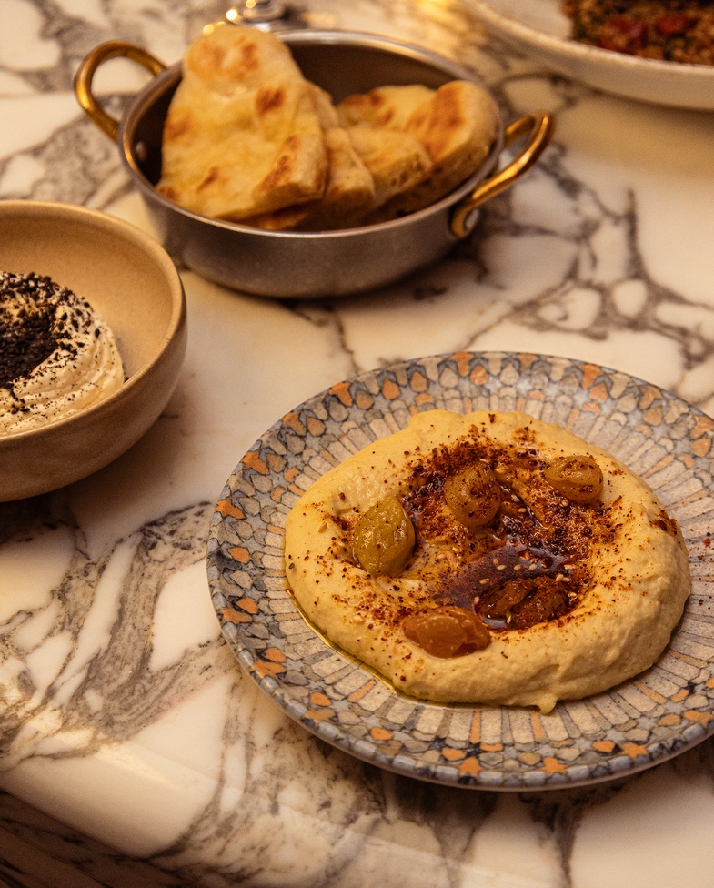 Flatbreads and dips at Yasmin Soho